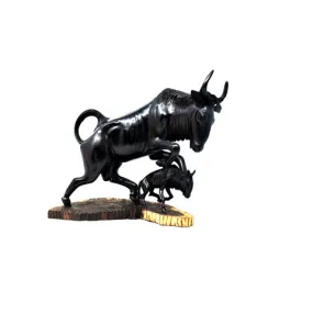 Wildebeest with Baby Sculpture 02