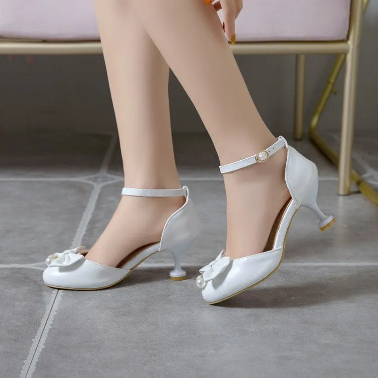 Women's Bow Pearl High Heels Pumps