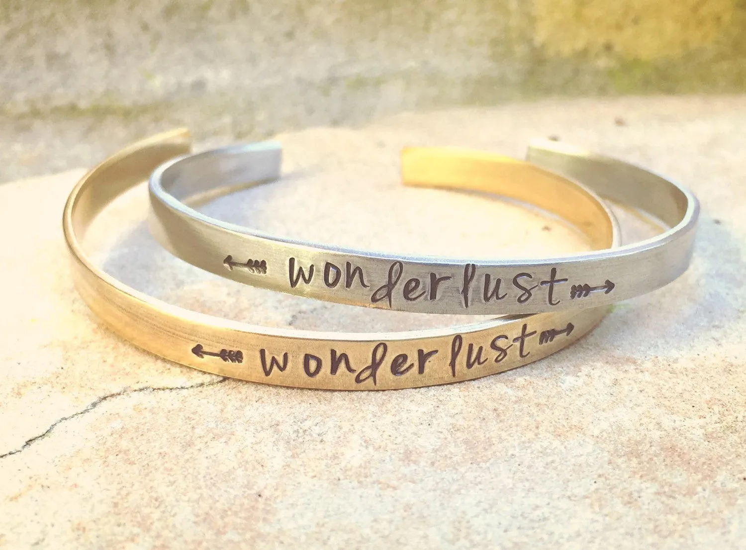 Wonderlust Cuff, Wanderlust Cuff, Personalized Skinny Bracelet, Hand Stamped Message Bracelet, Skinny Cuffs, natashaaloha